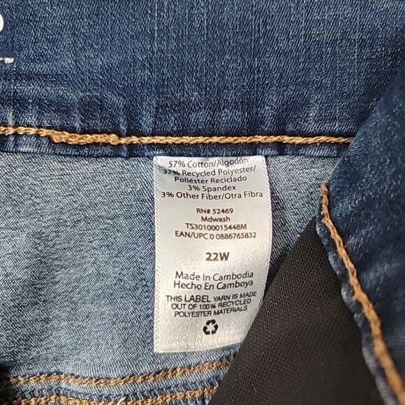 Terra & Sky Women’s Plus Size 22W High Rise Skinny Jeans Dark Wash Stretch - Picture 8 of 15